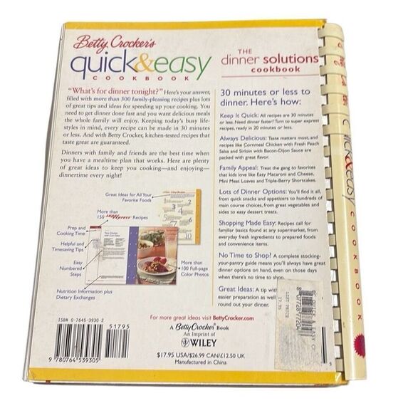 Betty Crocker's Quick & Easy Cookbook: 30 Minutes or Less to Dinner Every Night - Picture 2 of 4